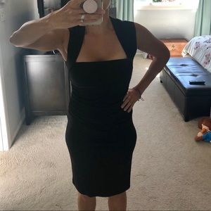 Form-fitting Square Neck Black Dress, Size S